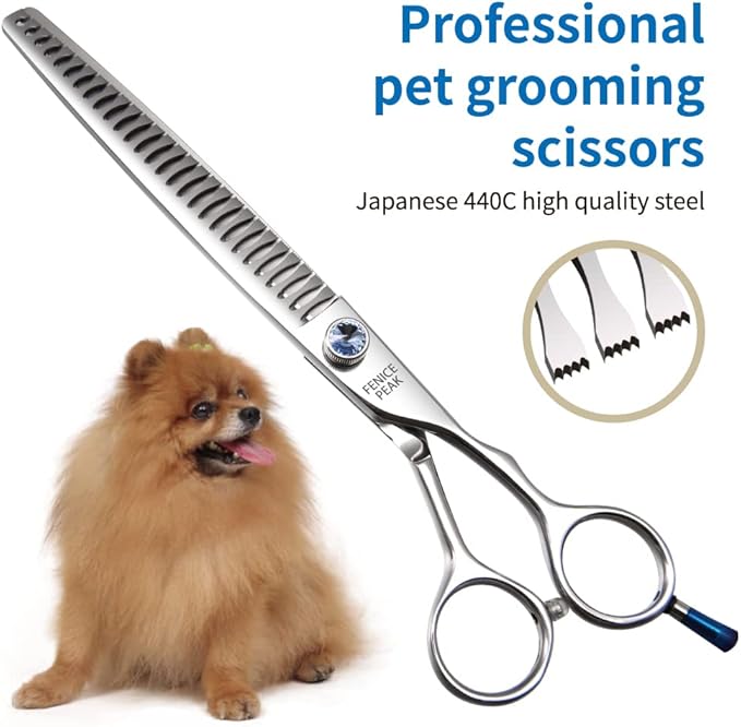 Fenice Professional 7/7.5/8 Pet Grooming Scissors Thinning Cutting Shears for Dog s/Cats Thinning Rate:70-80% (7.0 inch)