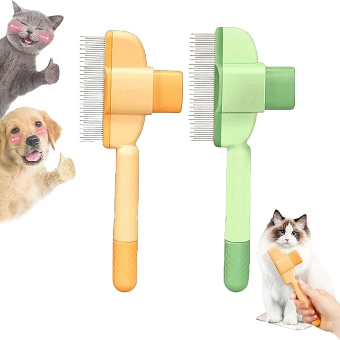Zen Brush for Cats, Zenbrush Cat Comb, Self Cleaning Pet Comb Grooming Brush, Catdogcomb Pet Grooming for Massaging and Cleaning Shedding Hair (Mix)