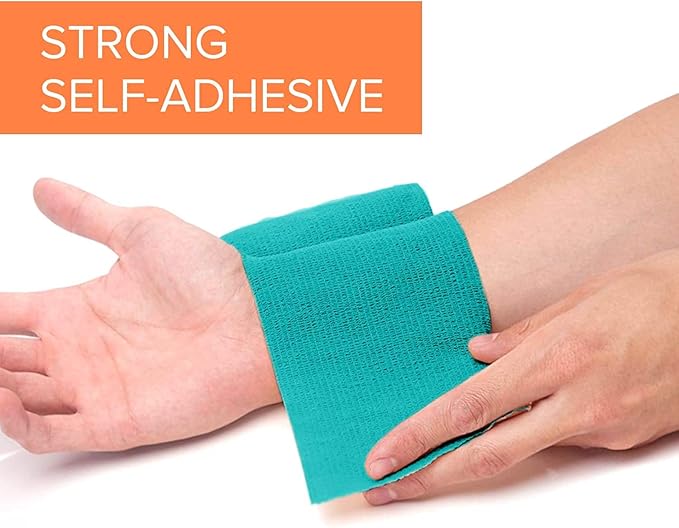 California Basics, Self Adhesive Bandage Wrap, 2 Inch by 5 Yards Non Woven Cohesive Bandage Rolls, 24 Pack, Vet/Stretch Wrap, Multi Colored Neon Medical Athletic Tape for Wrist, Waterproof