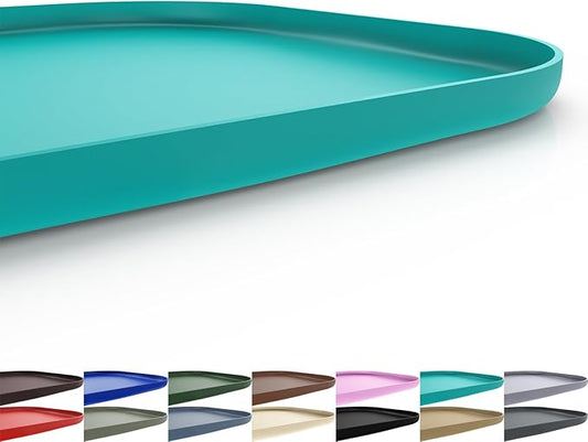 Silicone Pet Feeding Mat with Raised Edge for Food and Water, Dog Bowl Mats, Cat Bowls Placemat with High Lip for Floor Waterproof, Rubber Tray for Cats and Dogs 19 x 12 x0.7 Dark Turquoise