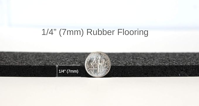 American Floor Mats 1/4in (7mm) Thick Solid Black 4' x 17' Heavy Duty Rubber Rolls, Protective Exercise Mats, Home Gym Rubber Flooring
