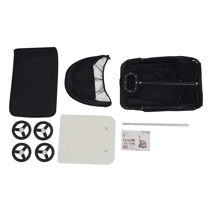 Small Dog Stroller, Pe4-Wheel Portable Dog & Cat Stroller with Semi-Open Design, Foldable Pet Cart with Canopy for Small Dogs or Cats Weighing Less Than 15.43 Pounds (Black)