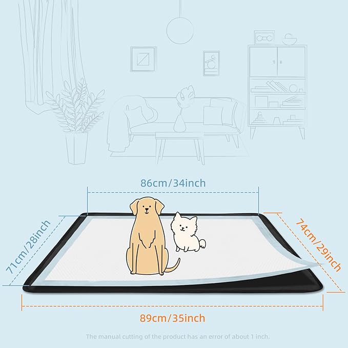 Dog Pee Pad Holder, Oxford Cloth Material, Fit 28"x34" Pad,Puppy Pad Holder, 8 Powerfu Magnetic Clips, Indoor Dog Potty, Black