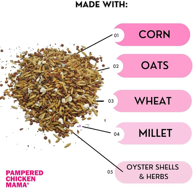 Pampered Chicken Mama Backyard Feed - Premium Scratch Treat - High Protein & Calcium All-Natural Grower Feed Supplies for Laying Chickens (2.5 Pounds)