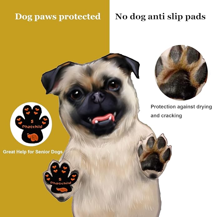 Dog Paw Pads Anti-Slip Grips,Dog Paw Protectors for Senior Dogs on Hot Pavement,Provides Traction to Keep Them from Slipping on Smooth Floors 12 sets-48 Pads Black XL