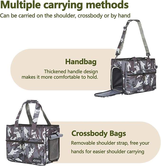 Cat Carrier Bag, Foldable Pet Bag Airline Approved, Pet Travel Carrier for Medium Cats Small Cats Dogs, Sturdy Transport Carriers Long Trips(Brown)