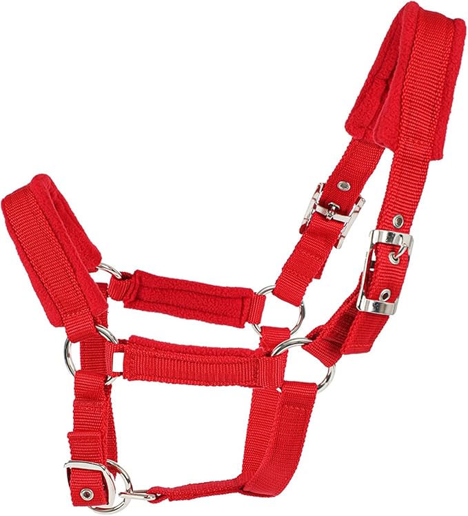 Horse Halter with Wool Lining, Adjustable Halter for Horses Satin Hardware to Prevent Friction, Breakaway Halters for Horses,Perfect for Traction and Performance