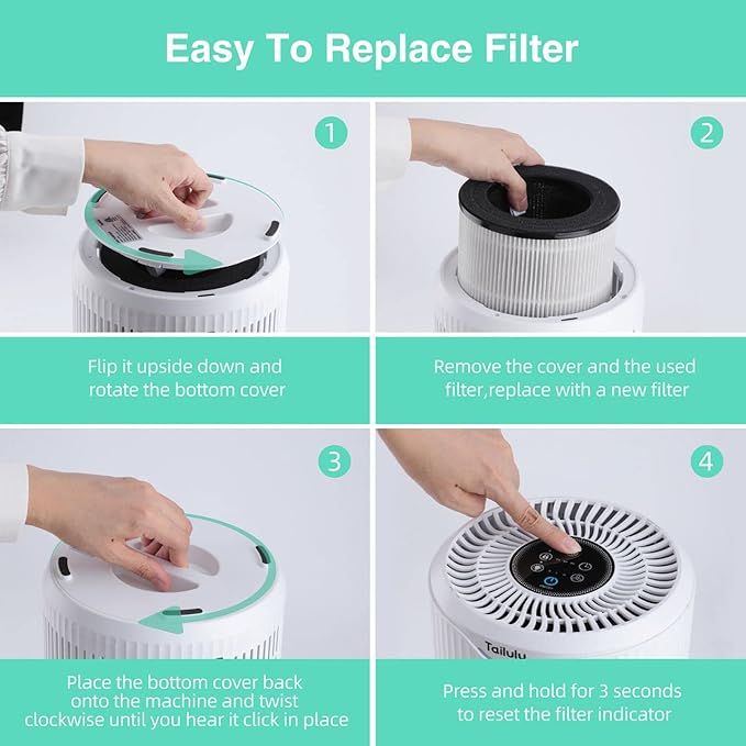 Tailulu Air Purifier Replacement Filter for D09 Air Cleaner, 3-in-1 True H13 HEPA Filter, 1 Pack