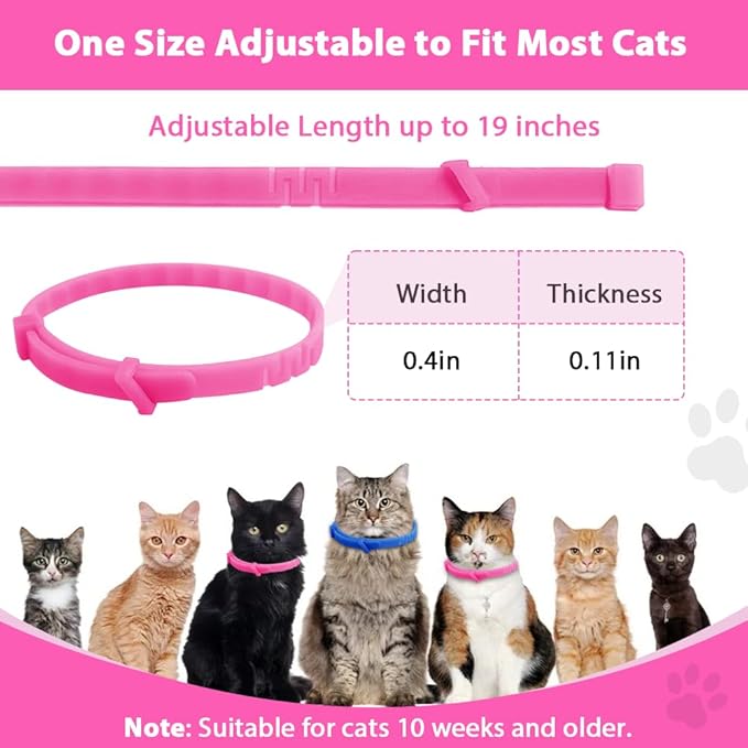 4 Pack Flea and Tick Collar for Cats, Natural Plant Oil Formula Cat Flea Collar Provides 32-Month Protection for Flea & Tick Prevention, Waterproof & Adjustable Cat Flea Treatment for Most Cats