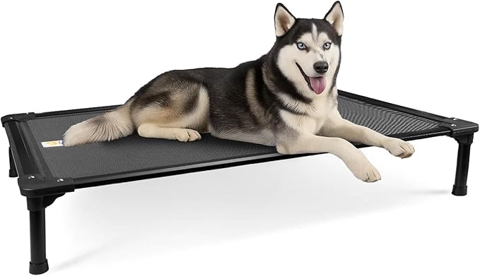 Sytopia 47'' Outdoor Elevated Dog Bed for Extra Large Dogs, Chew-Proof Pet Camping Raised Cot with Breathable Mesh - Durable Frame, Cooling Hammock Bed, Non-Slip Feet, Waterproof, Easy Clean