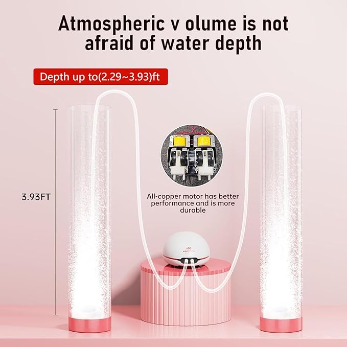 1.5w Ultra Quiet Aquarium Air Pump, Aquarium Aerator Adjustable Airflow, Single Hole Suitable for 40 to 70 GPH Fish Tank