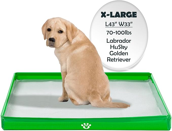 MEEXPAWS Dog Pee Pad Holder Foldable, Puppy Pad Holder Liner Base High Side, Dog Litter Box Indoor 44’’x33’’, Training Leak-Proof Easy Clean