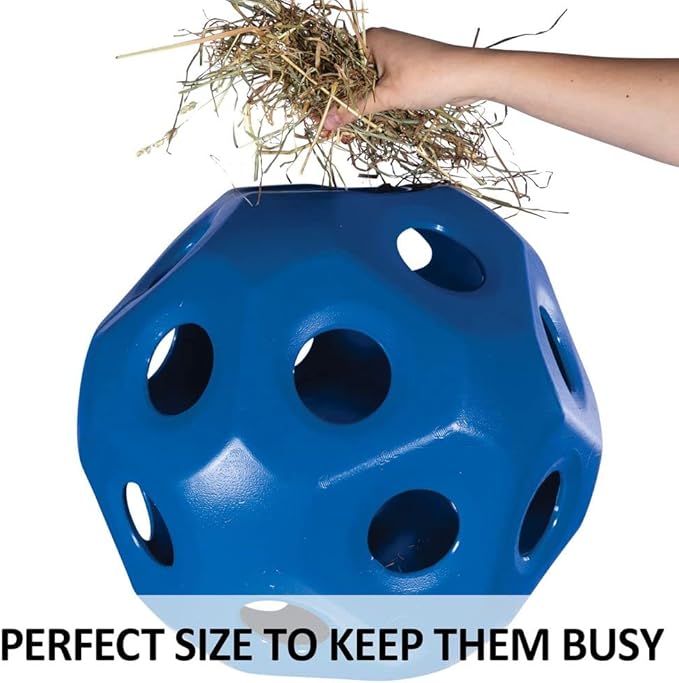 Schneiders Slow Feed Hay Ball Feeder for Horses | Color Blue Horse Stable Companion | Slow Feed Consumption | Boredom Buster | Durable Polyethylene