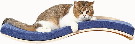Cat Wall Shelves for Large Cats - Wall Mounted Furniture with Comfortable Cushion, Perfect Perch and Bed for Multi-Cat Households - 35 inch Wavy Shelf for Climbing, Playing, Resting, and Lounging