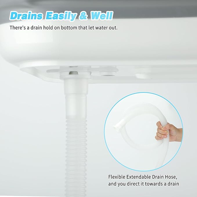 FHTONGE Elevated Dog Bathtub Grooming Station with Drain Adjustable Collar, 2 in 1 Collapsible Dogs Beautify Bathtub Portable Pet Washing Station, Pet Tub for Small Medium Dog Cat Shower Hairdressing