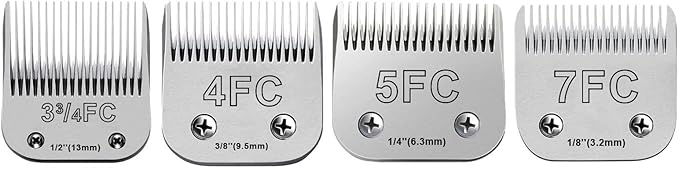 10 Blades for Dog Grooming Blades Compatible with Andis,Oster A5,Wahl km10 Dog Clippers,Size-#10, 1/16-Inch Cut Length (4PCS-#3FC+4FC+5FC+7FC)
