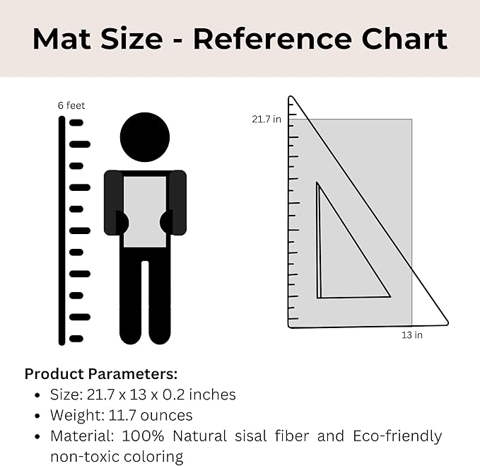 Sisal Cat Scratcher Mat (Use on Wall, Couch and Carpet), Durable and Shedding-Resistant Cat Scratching Surface - 21.7x13 inch with Adhesive Pads and Twist Pins (Monalisa and The Cat)