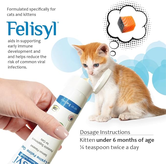 L-Lysine Gel for Cats (5oz) – Supports Immune, Respiratory, and Eye Health. Eases Sneezing, Runny Nose, and Watery Eyes. Tasty Salmon Flavor - Made in The USA (2 Pack)