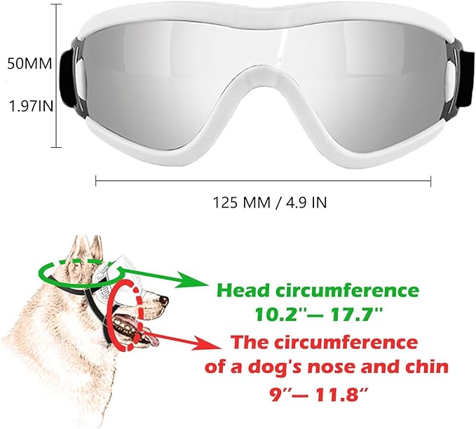 Medium Dog Sunglasses with Adjustable Strap UV Protection, Winproof Puppy Sunglasses, Suitable for Dogs Eyes Protection，Soft Dog Goggles