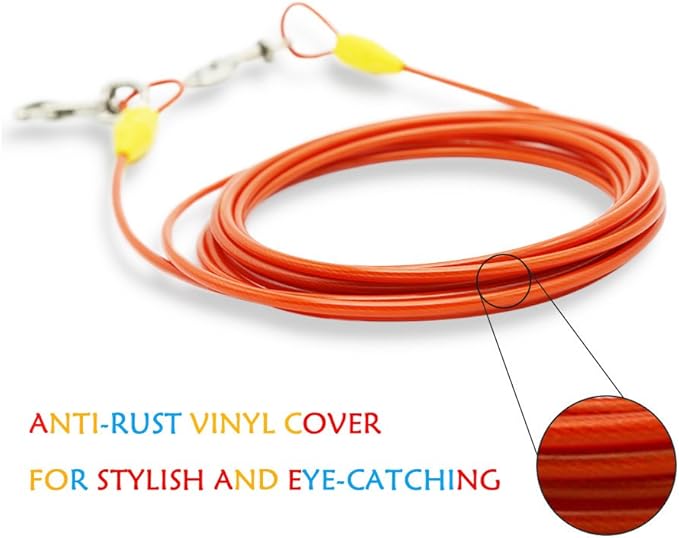 Petest 25ft Tie-Out Cable with Crimp Cover for Large Dogs Up to 90 Pounds