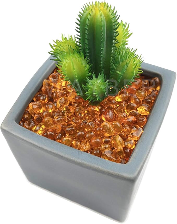 WAYBER Glass Stones, 1Lb/460g Irregular Sea Glass Pebbles Non-Toxic Artificial Crystal Stones for Vase Filler/Aquarium Decoration/Gems Displaying/Wishing Bottle Making, Orange