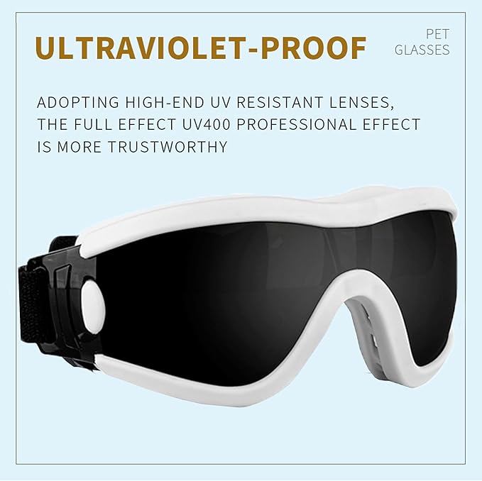Small Dog Sunglasses with Adjustable Strap UV Protection, Winproof Puppy Sunglasses, Suitable for Dogs Eyes Protection，Soft Dog Goggles