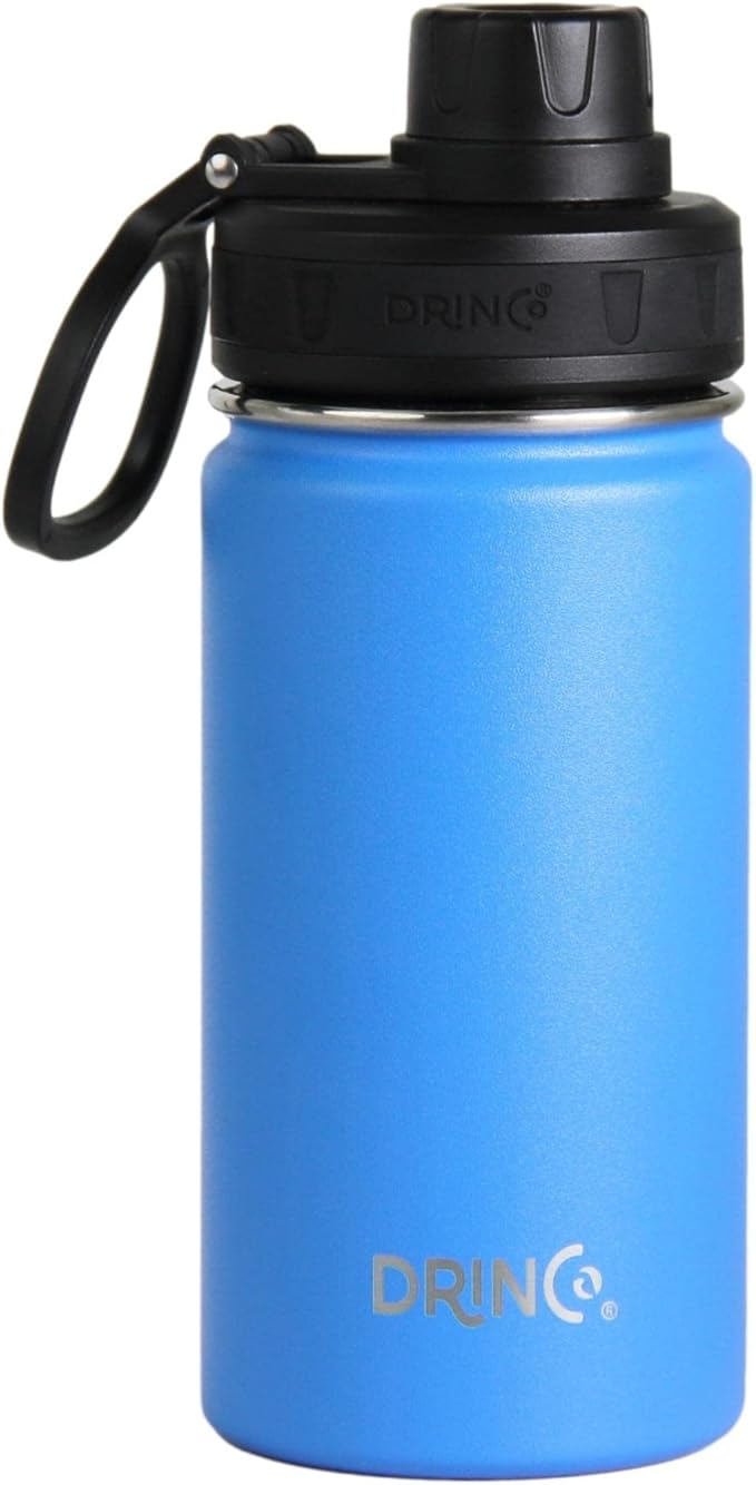 DRINCO Stainless Steel Water Bottle Spout Lid Vacuum Insulated Double Wall Water Bottle Wide Mouth (40oz 32oz 22oz 18oz 14oz) Leak Proof Keeps Cold or Hot (14 oz, 14oz Royal Blue)