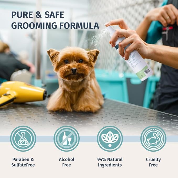 Natural Pet Cologne - Powdery Floral Scent, 3-in-1 Deodorizing, Conditioning & Moisturizing Spray for Dogs & Cats - Long Lasting. Daily Use, 8 fl oz (Female Pet)