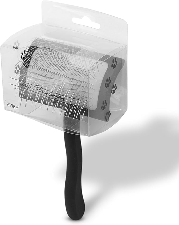 Chris Christensen Big K Dog Slicker Brush for Dogs (Goldendoodles, Labradoodles, Poodles), Groom Like a Professional, Fluff Detangle Style, Saves Time Energy, Black, Medium