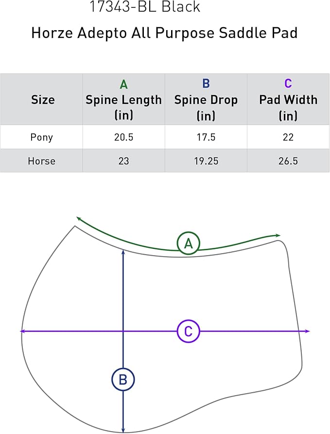 HORZE Adepto Padded All Purpose Quilted Equestrian Saddle Pad for Horses with Two-Tone Trim