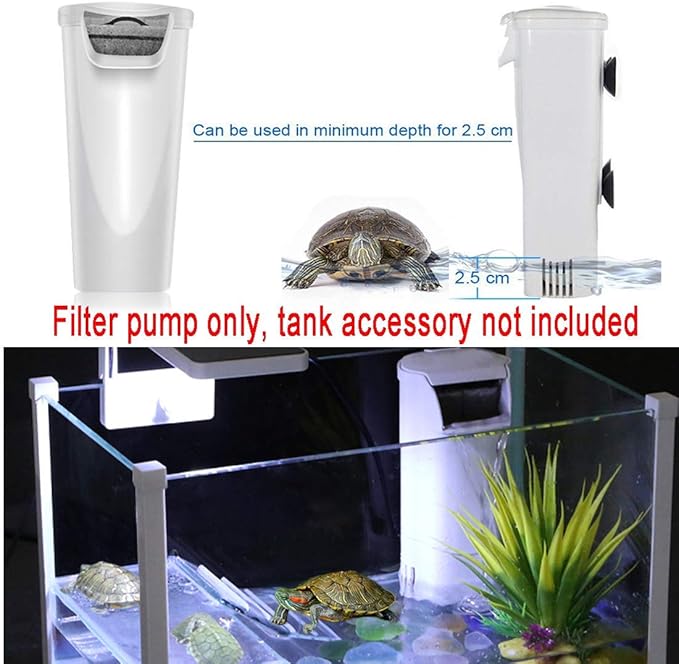 Aquarium Waterfall Filter Reptiles Turtle Filter for small tank 1-15 gallon, Low Level Water Clean Pump Internal Bio Media Water Filtration System for Fish Amphibian Cichlids Frog (Waterfall Filter)