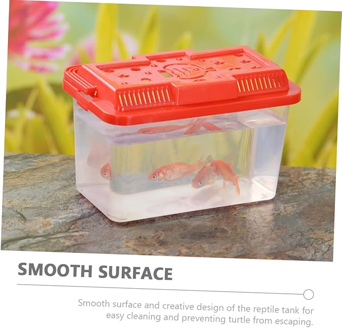 Plastic Turtle Fish Tank Plastic Handheld Fish Tank Portable Aquarium Clear Reptile Breed Container Cricket Keeper Lizard Tank Animals Turtle Tank Beard Leopard Print