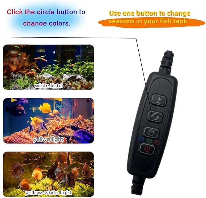 Aquarium Focus Light for Open Fish Tank Indoor LED Light Big Clip Lamp Adjustable Focus (White-Blue with Timer)