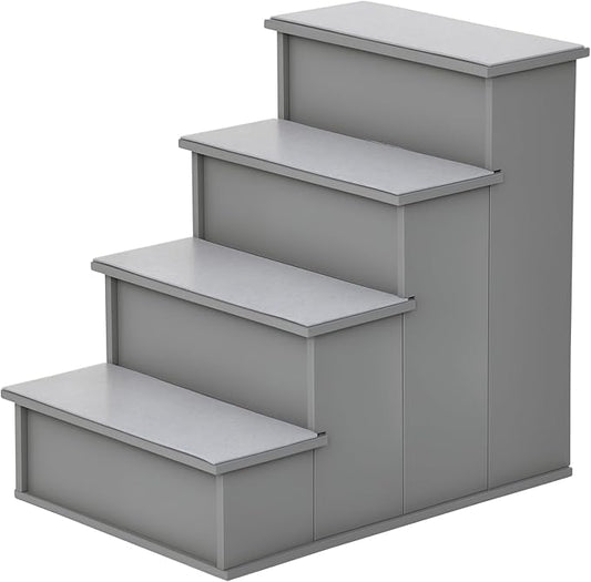 PawHut Pet Stairs, Small Pet Steps with Cushioned Removable Covering for Dogs and Cats Up to 22 Lbs., Grey