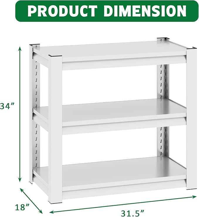 Metal Aquarium Stand with a Adjustable 3-Tier Fish Tank Rack,Tank Not Included,for Home Office(31.5" L x 18" W x 34" H). (White)