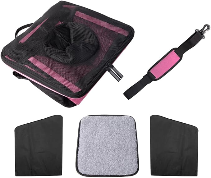 Pet Carrier Bicycle Basket Bag Pet Carrier/Booster Backpack for Dogs and Cats with Big Side Pockets,Comfy & Padded Shoulder Strap,Travel with Your Pet Safety（Pink Carnation）