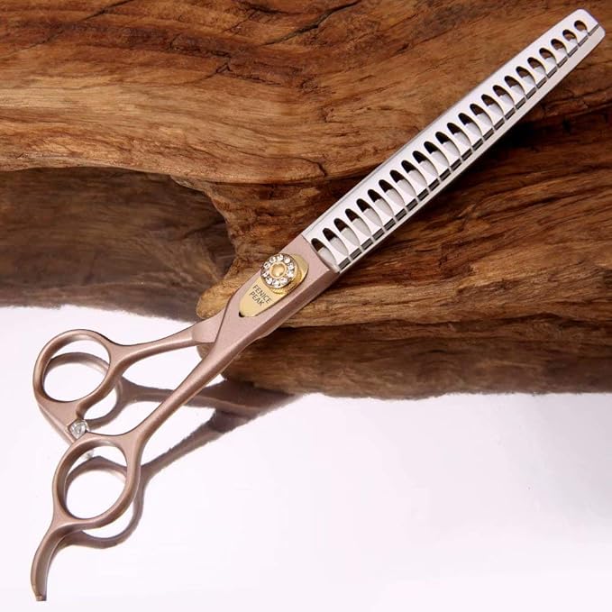 Fenice Peak Thinning Shears for Dogs and Cats Pet Grooming Scissors Chunkers Shears 440C Stainless Steel Professional Dog Trimming Scissors 7.5''