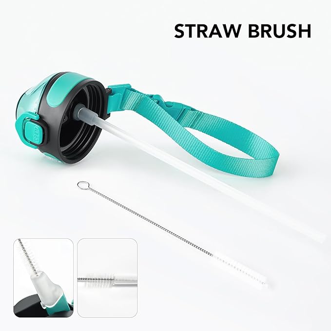 Enerbone 32 oz Insulated Water Bottle, Stainless Steel Bottle with Carrying Strap, Double-Wall Vacuum Insulation Design, Leakproof Sports Bottle with Straw, Keep Drinks Cold or Hot for Hours