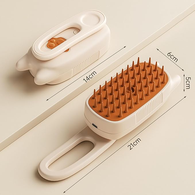Pet Grooming Brushm,Cat Brush,3 In1 Spray Cat BrushSelf-Cleaning Wet Dog Comb with USB Rechargeable & Water Tank,Suitable for Dogs,Cats to Reduces Flying Hair (Apricot color)