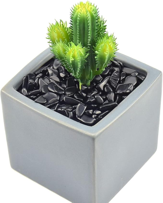 WAYBER 1 Lb/460g Black Obsidian Quartz Crystal Stones Irregular Decorative Rocks Aquarium Pebbles Gravels for Fish Turtle Tank/Succulent Plants/Air Plants Decoration (Fill 1 Cup)