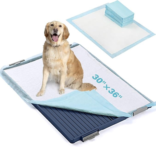 TIMINGILA Puppy Pads& Holder Set, 20-Count 30"x36" Super Absorbent Disposable Pads – Ideal for Pet Potty Trays, Extra Large Leak-Proof Design for Puppies, Dogs, and All Breeds