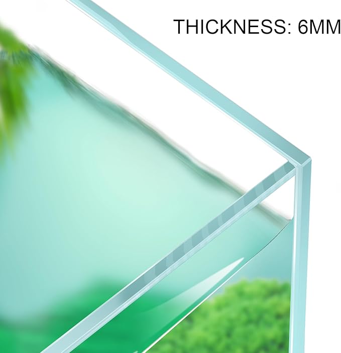 Tall Rimless Aquarium 9.5 Gallon, Ultra Clear Low Iron Small Fish Tank for Betta, L11.8×W11.8×H15.8 Glass Thickness 5mm with EVA Foam Leveling Mat