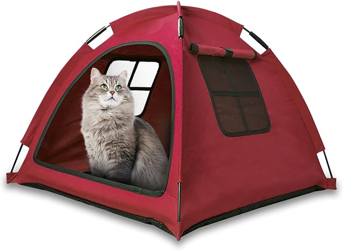 Red Cat Tent House、Cat's Nest, Portable Indoor/Outdoor Pet Tent House for Cats, Puppies and Other Small Animals