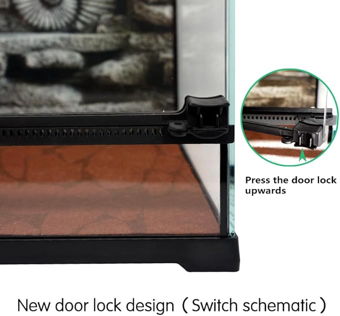 Mini Reptile Glass Terrarium Tank 8"x8"x12“ Full View with Front Opening Door and Enclosure Habitat Cage for Leopard Gecko Tarantula Young Lizard Hermit Crab Frog Insects Breeding Tank