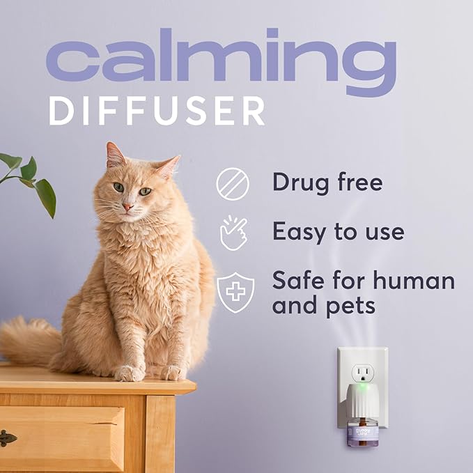 Cat Calming Diffuser Refills – Long-Lasting 30-Day Formula with Pheromones for Stress Relief, Relaxation, and Anxiety Reduction in Cats Easy to Use – (6 Refills)