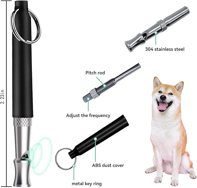 3 Pack Dog Whistle to Stop Barking Neighbors Dog - Adjustable Ultrasonic Silent Dog Whistle for Professional Training & Bark Control, with Lanyard (Black/White) - Effective Recall & Long Range