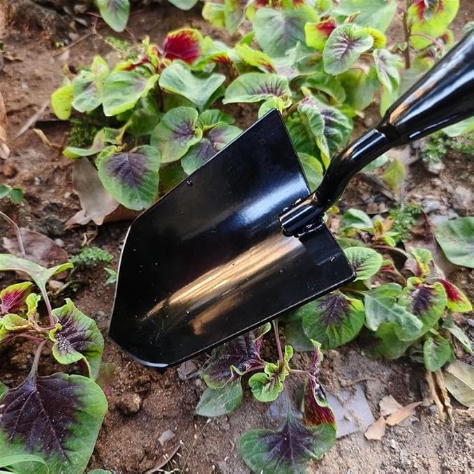 2-in-1 Trowel and Transplanter Gardening Tool Set, Outdoor Hand Tools, with Non-Slip Handle and Protective Blade Covers, Ideal Gardening Gifts for All (Black)