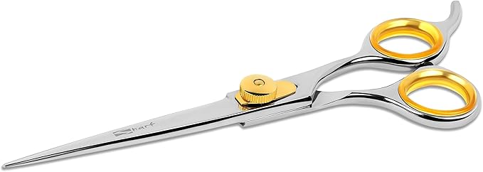 Sharf Gold Touch Pet Grooming Shear | Straight Cat & Dog Grooming Scissors | 7.5 Inch | 440c Japanese Stainless Steel Pet Dog Shearing Scissors | Animal Shears with Removable Comfort Rings