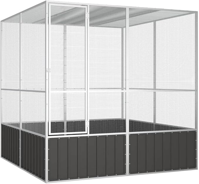 Steel Bird Cage, Large Flight King Bird Cage for Cockatiels African Grey Quaker Amazon Sun Parakeets Green Cheek Conures Pigeons Parrot Bird Cage Birdcage, Anthracite 84.1"x85.6"x83.3"