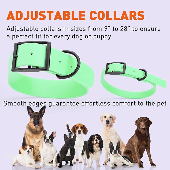 Dogline Biothane Waterproof Dog Collar Strong Coated Nylon Webbing with Black Hardware Odor- Proof for Easy Care Easy to Clean High Performance Fits Small Medium or Large Dogs, Sea Foam Green